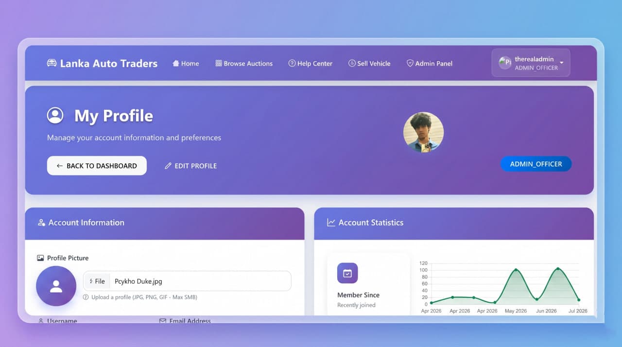 Vehicle Bidding System - Detailed interface view